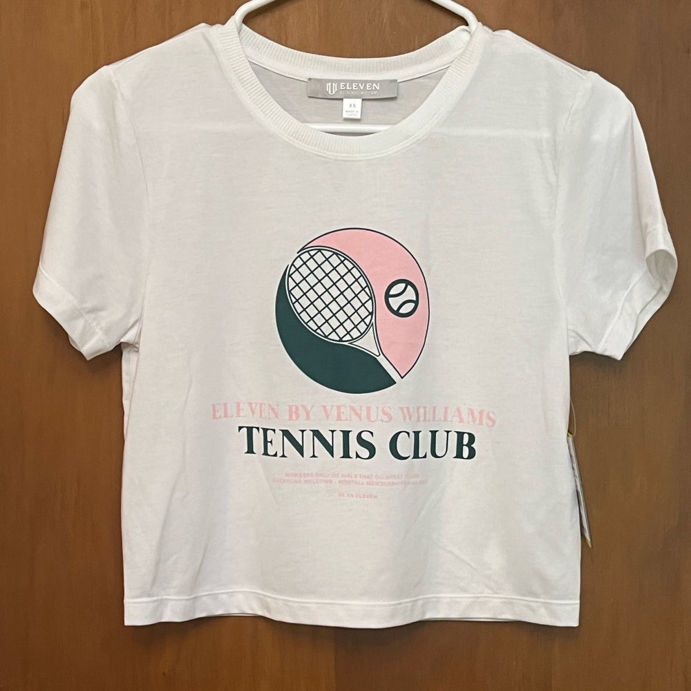 🆕 Eleven by Venus Williams Kids Tennis Club T-Shirt - White & Pink.  XS new